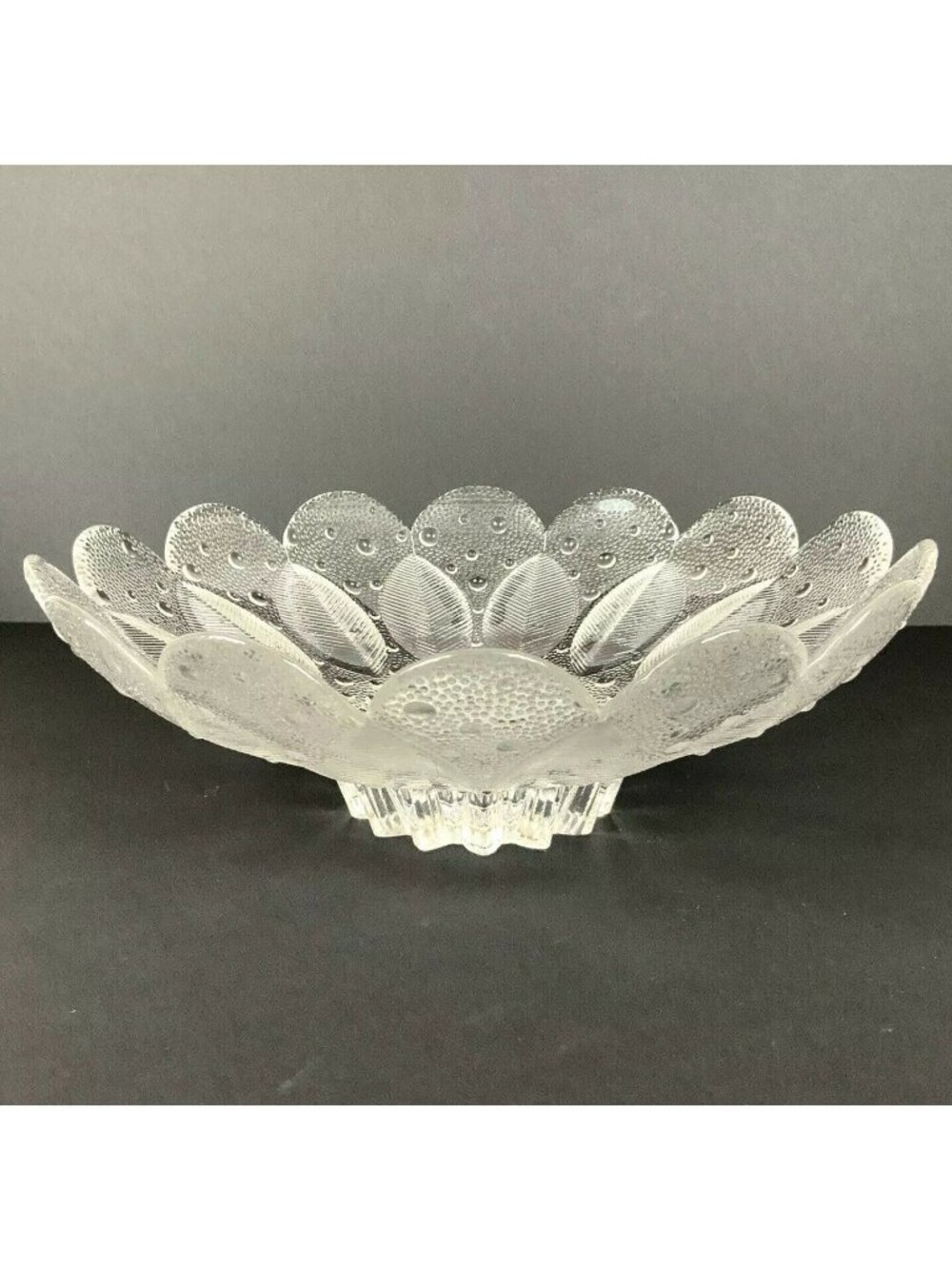 Lausitzer Glas Lead Crystal Bowl Medea Dew Drop Leaf Design 10 inch German